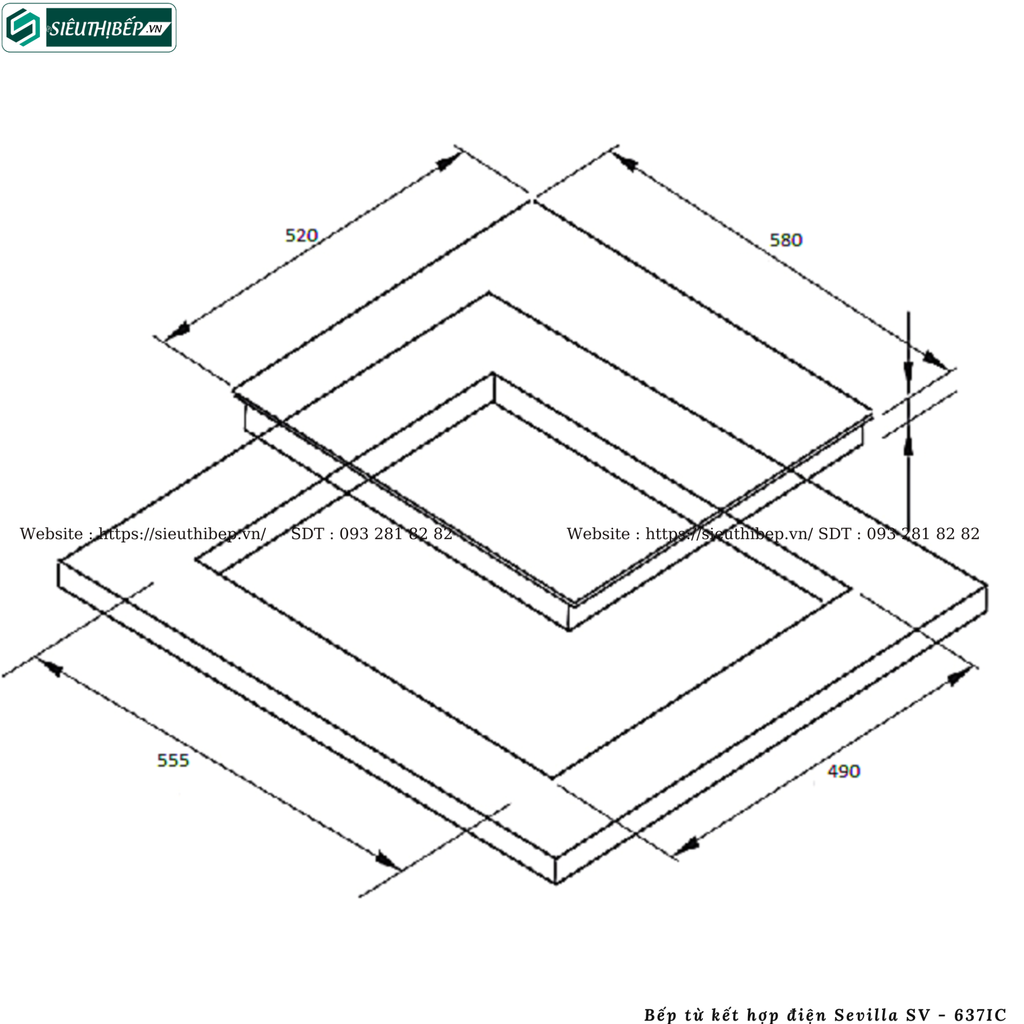 Bếp kết hợp Sevilla SV - 637IC (từ kết hợp hồng ngoại 3 vùng nấu - Double inverter tiết kiệm điện)