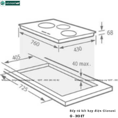 Bếp kết hợp Giovani G - 313 ET (Từ kết hợp điện 3 vùng nấu)