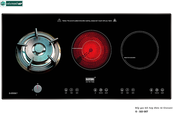 Bếp kết hợp Giovani G - 323 GET (Từ kết hợp Gas, Điện - 3 vùng nấu)