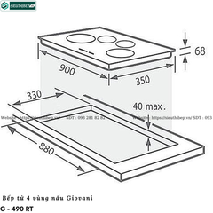 Bếp từ Giovani G - 490 RT (4 vùng nấu - Made in Italy)