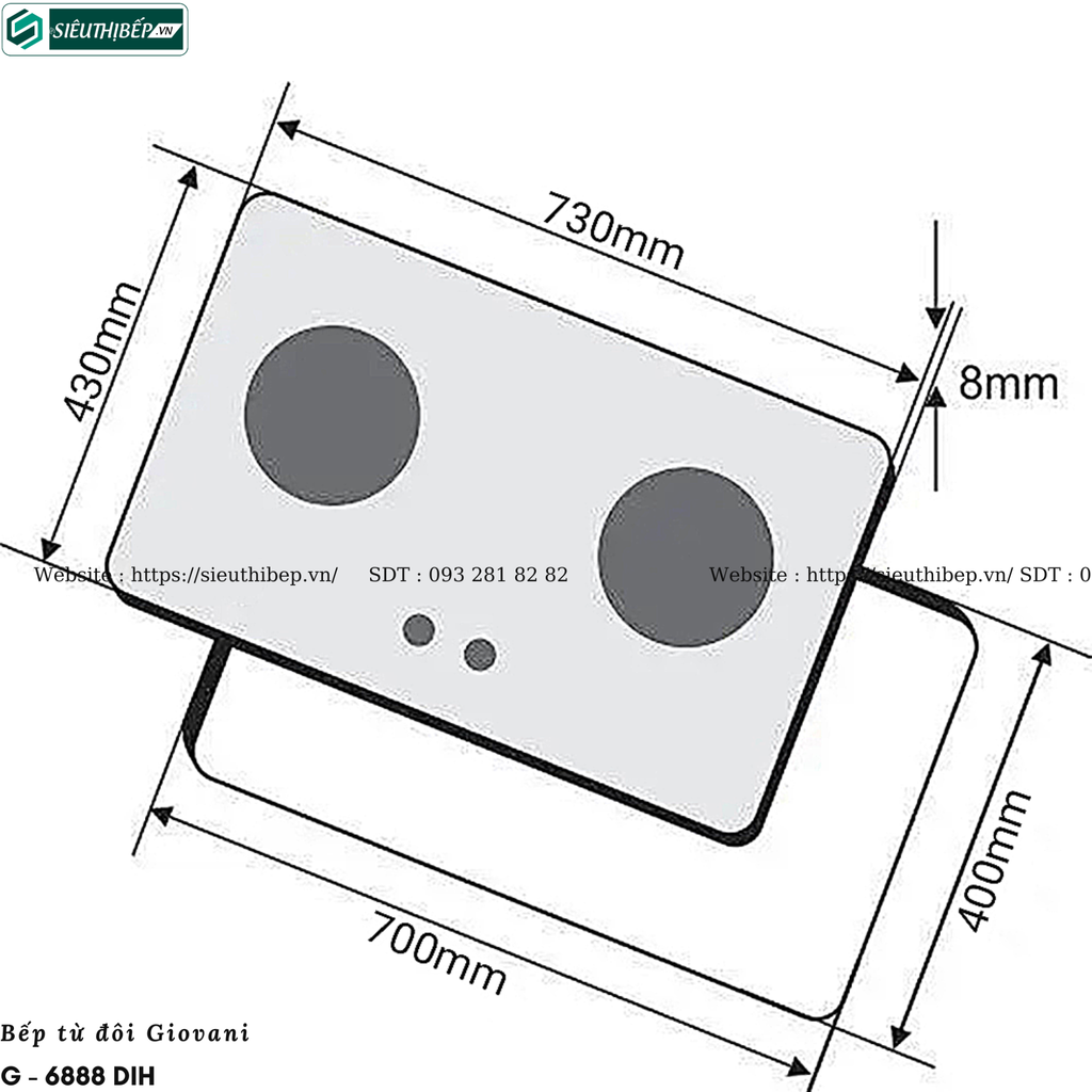 Bếp từ đôi Giovani G - 6888 DIH (Made in Malaysia)