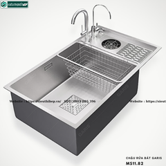 Chậu rửa bát Garis MS11.82 (Có máy rửa cốc chén, 1 hộc,Inox 304, xước mờ)