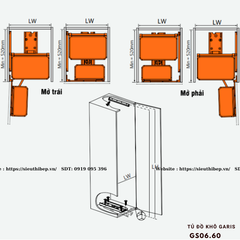 Tủ đồ khô Garis GS06.60 (Nan tạo hình dạng hộp, Inox, khung thép sơn tĩnh điện)