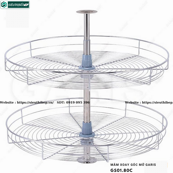Mâm xoay góc mở Garis GS01.80C / GS05.80C / GS07.70C (Nan tròn, inox 304, bề mặt mạ chrome 5 lớp)