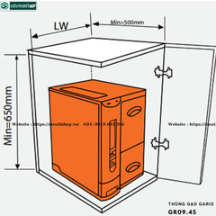 Thùng gạo Garis GR09.45 (Thùng gạo 3 khoang, 30kg, kích thước mặt cánh 450mm)