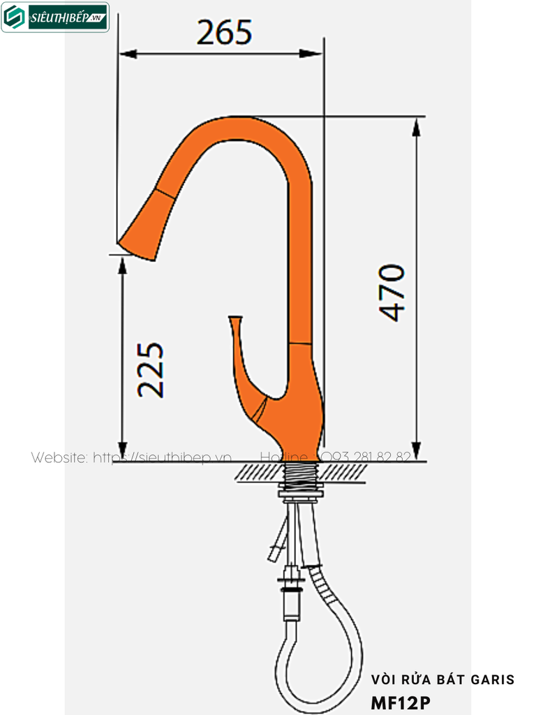 Vòi rửa bát Garis MF12P (Đồng, Mạ PVD, Bóng mờ)