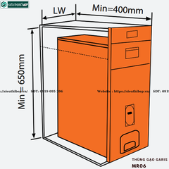 Thùng gạo Garis MR06 (Thùng gạo 1 khoang, mặt kính điện tử 15kg)