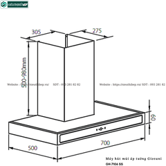 Máy hút mùi Giovani GH - 7106 SS / GH - 9106 SS (Áp tường, chữ T)