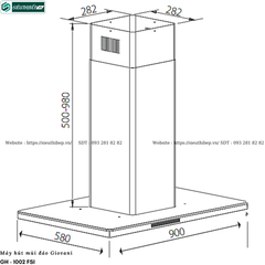 Máy hút mùi đảo Giovani GH - 1002 FSI (Treo độc lập - Chữ T)