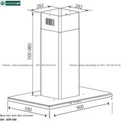 Máy hút mùi đảo Giovani GH - 5139 GSI (Treo độc lập - Chữ T)