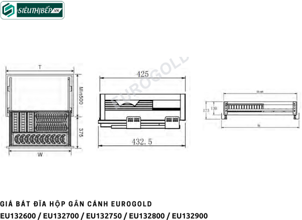 Giá bát đĩa Eurogold EU 132600 / EU 132700 / EU 132750 / EU 132800 / EU 132900 (Inox hộp gắn cánh)