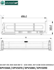 Giá bát đĩa Eurogold EPV 5060 / EPV 5070 / EPV 5080 / EPV 5090 (Inox nan Oval âm tủ - gắn cánh, ray giảm chấn)