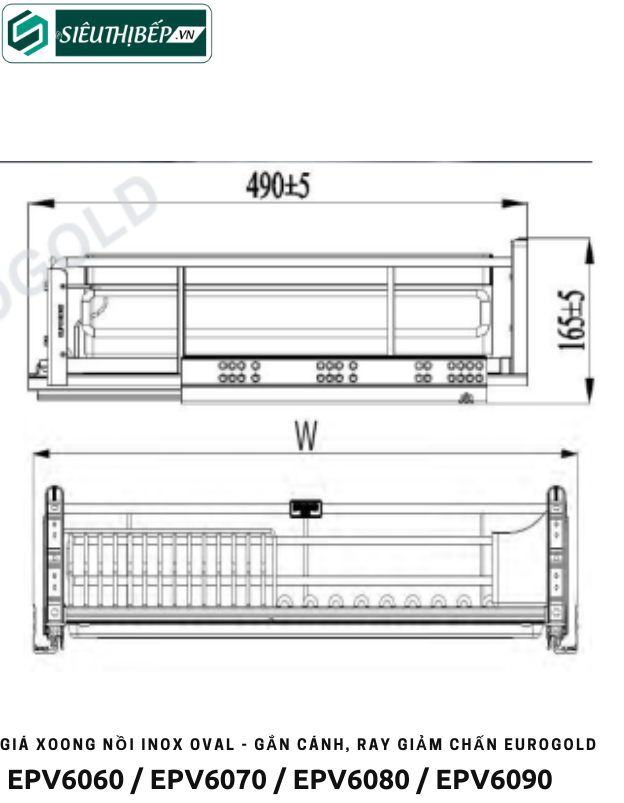 Giá xoong nồi Eurogold EPV6060 / EPV6070 / EPV6080 / EPV6090