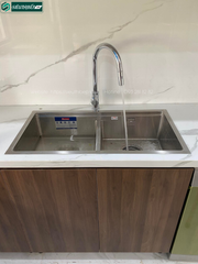 Chậu rửa bát Konox KN 8745DUB (Inox 2 hộc đều)