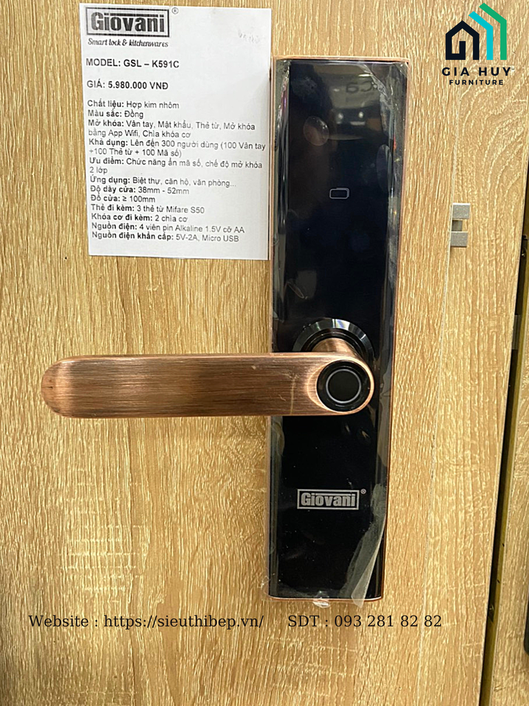 Khóa điện tử Giovani GSL - K591B (Black) / GSL - K591C (Copper)
