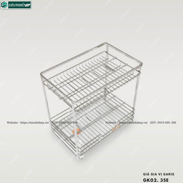 Giá gia vị Garis GK02E (Nan vuông, inox 304, bề mặt điện hóa xước mờ, dùng cho cánh kéo)