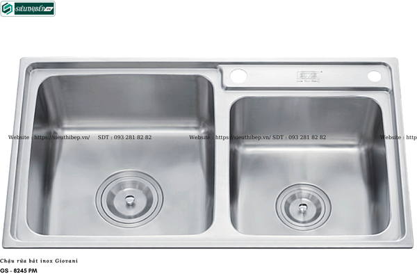 Chậu rửa bát Giovani GS - 8245 PM (Inox - 2 hộc lệch)