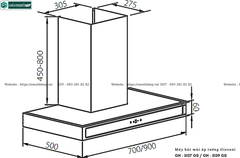 Máy hút mùi Giovani GH - 5137 GS / GH - 5139 GS (Áp tường, kính chữ T)