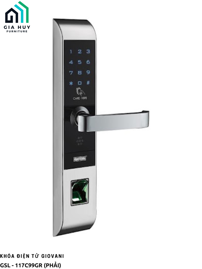 Khóa điện tử Giovani GSL - 117C99GL (Trái) / GSL - 117C99GR (Phải)