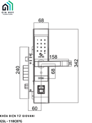 Khoá điện tử Giovani GSL - 118C87GL (Bên trái) / GSL - 118C87GR (Bên phải)