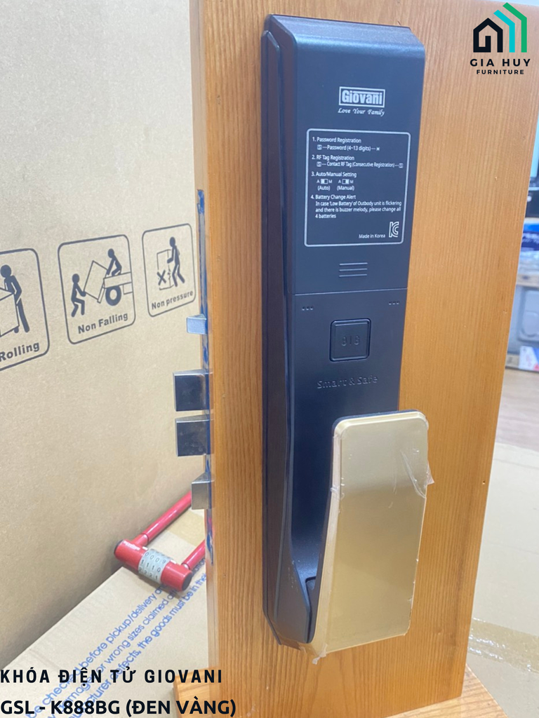Khóa điện tử Giovani GSL - K888BG (Đen vàng) / GSL - K888BS (Đen bạc)