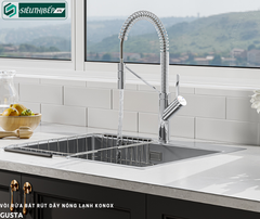 Vòi rửa bát Konox GUSTA (Mạ chrome rút dây nóng lạnh)