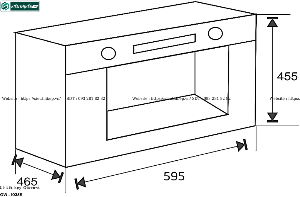 Lò kết hợp Giovani GW - 1035S (Lò nướng kết hợp lò vi sóng âm tủ - 35 Lít)