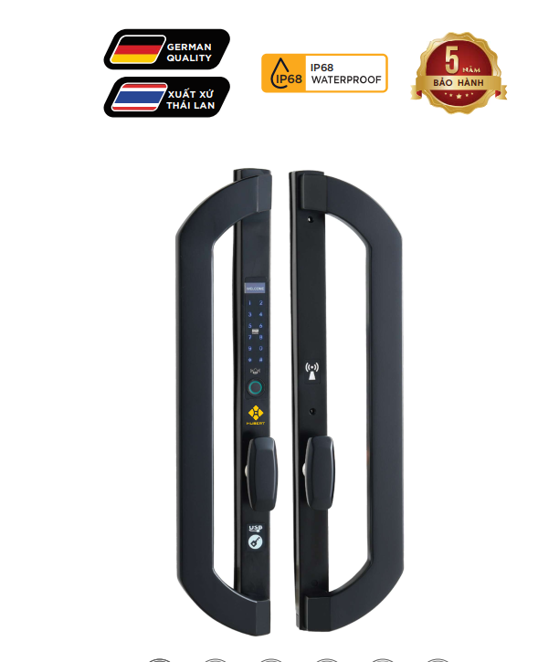 Khóa điện tử Hubert cửa nhôm HB CNI8 EU Black