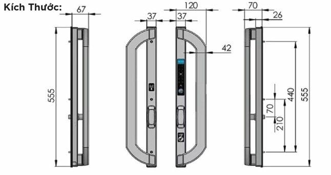 Khóa điện tử Hubert cửa nhôm HB CNI8 EU Black