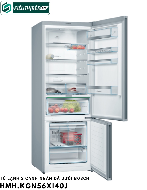 Tủ lạnh Bosch HMH KGN56XI40J - Serie 4 (2 cánh ngăn đá dưới)