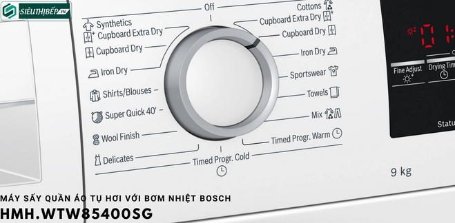 Máy sấy Bosch HMH WTW85400SG - Serie 6 (9Kg  - Tụ hơi & bơm nhiệt)