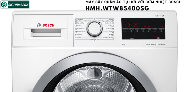 Máy sấy Bosch HMH WTW85400SG - Serie 6 (9Kg  - Tụ hơi & bơm nhiệt)