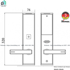 Khóa từ khách sạn Demax HSL605 / HSL606 (Đen viền vàng / Đen viền bạc)