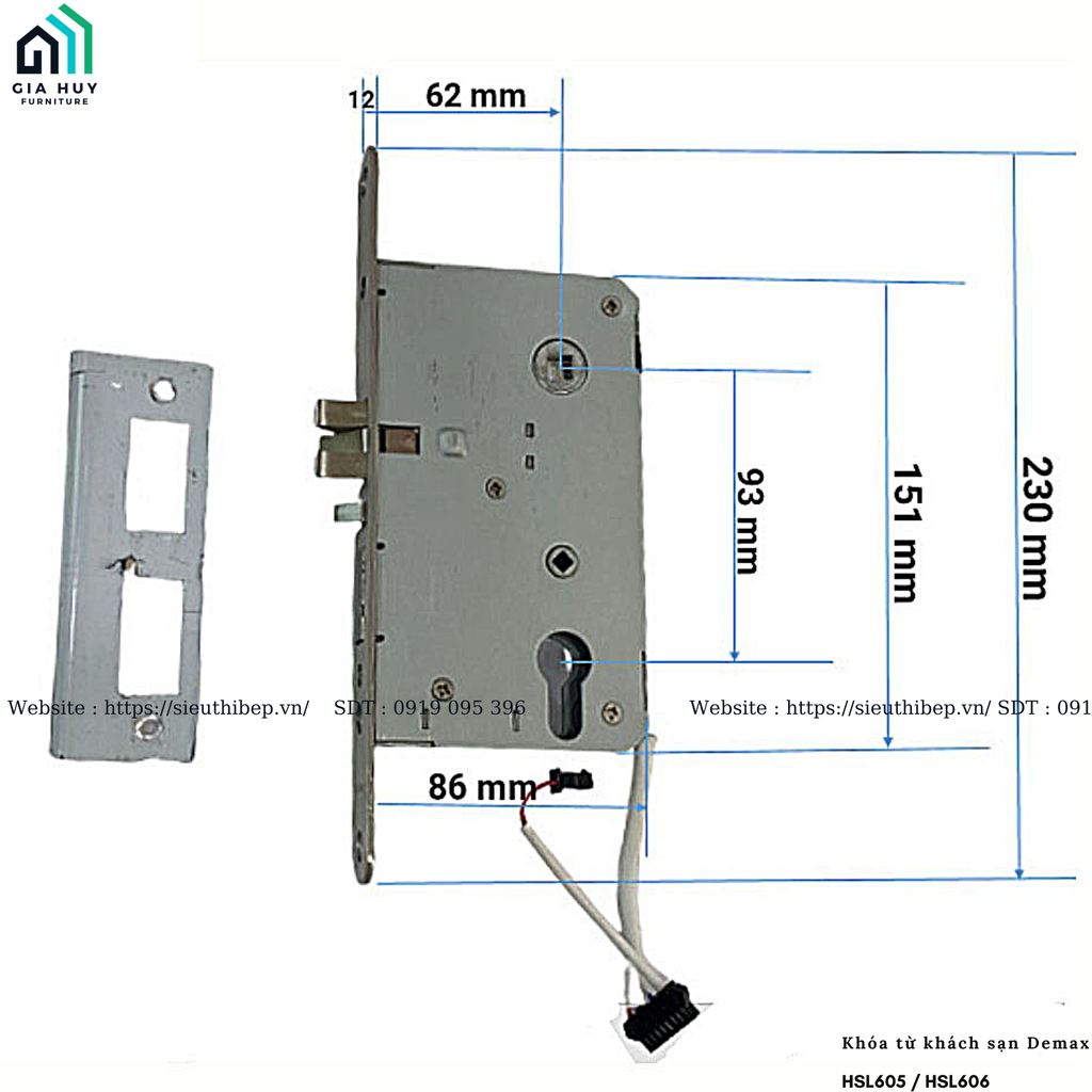 Khóa từ khách sạn Demax HSL605 / HSL606 (Đen viền vàng / Đen viền bạc)