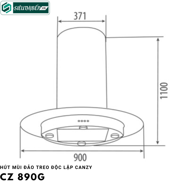 Máy hút mùi đảo Canzy CZ 890G (Treo độc lập - Tròn)