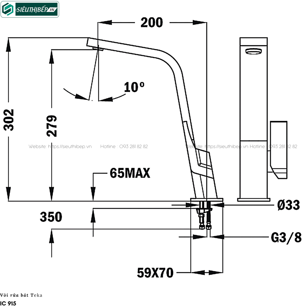 Vòi rửa bát Teka IC 915 (Inox - Nóng lạnh)