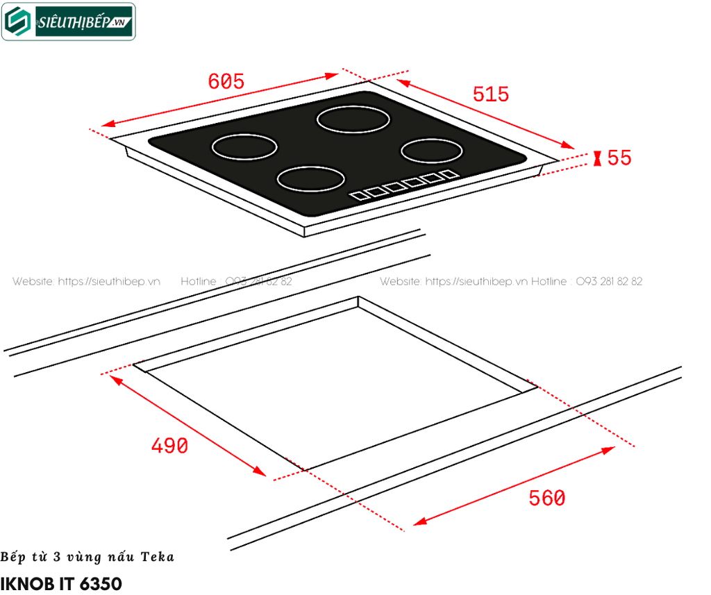 Bếp từ Teka iKnob IT 6350 (3 vùng nấu - Made in Turkey)