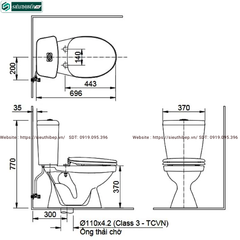 Bồn cầu 2 khối Inax C-108VA (Nắp Thường)