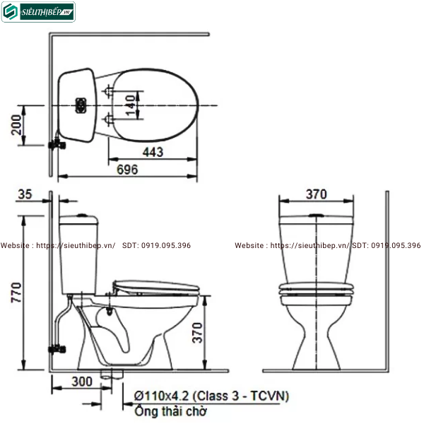 Bồn cầu 2 khối Inax C-108VAN - Nắp Êm