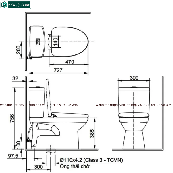 Bồn cầu 2 khối Inax C-504VAN (C504VAN) - Nắp Êm