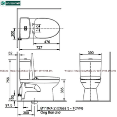 Bồn cầu 2 khối Inax C-504VAN (C504VAN) - Nắp Êm