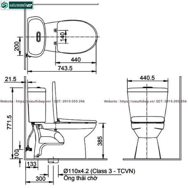 Bồn cầu 2 khối Inax C-306VA (C306VN) - Nắp thường