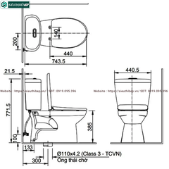 Bồn cầu 2 khối Inax C-306VA (C306VN) - Nắp thường