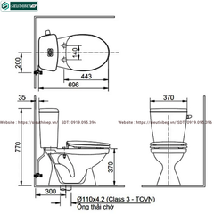 Bồn cầu 2 khối Inax C-117VA (C117VA) - Xả Gạt, Nắp Thường