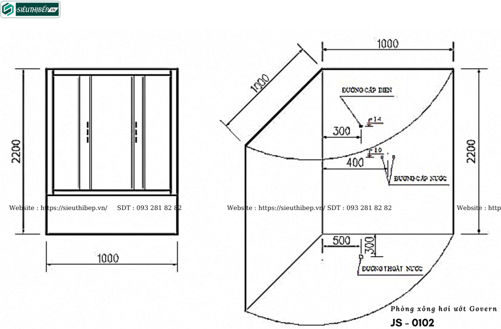 Phòng xông hơi ướt Govern JS - 0102 (Đế thấp)