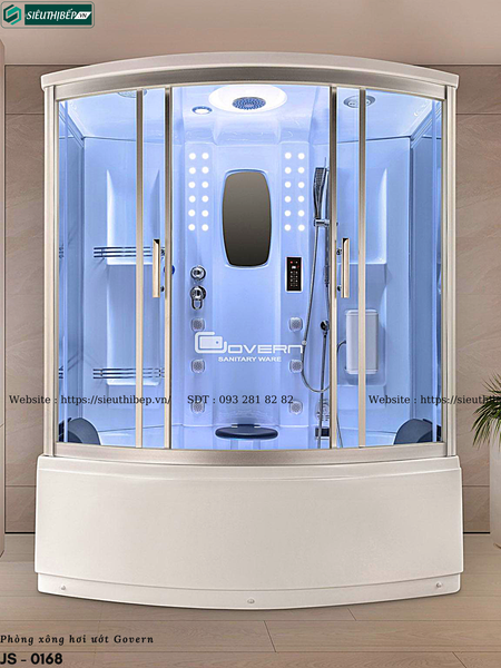Phòng tắm xông hơi ướt Govern JS - 0168 (Bồn massage, sục khí, đèn Led)
