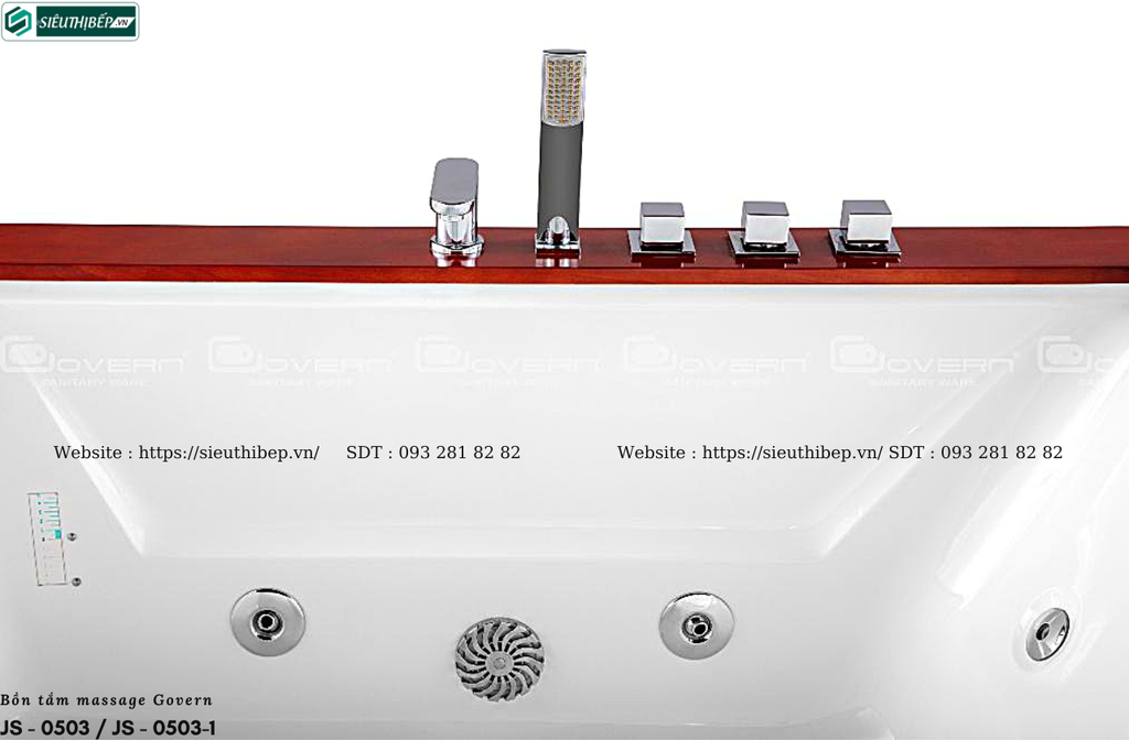 Bồn tắm massage Govern JS - 0503 / JS - 0503-1 (Bồn tắm massage, sục khí(bồn thả / Yếm gỗ))