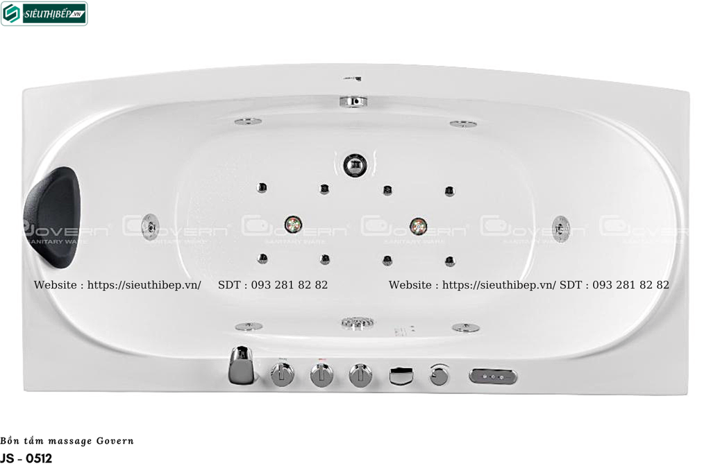 Bồn tắm massage Govern JS - 0512 (Bồn tắm massage, sục khí, đèn đổi màu)
