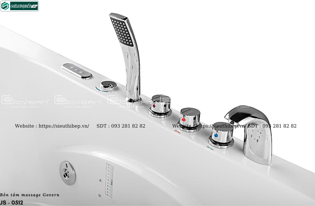 Bồn tắm massage Govern JS - 0512 (Bồn tắm massage, sục khí, đèn đổi màu)