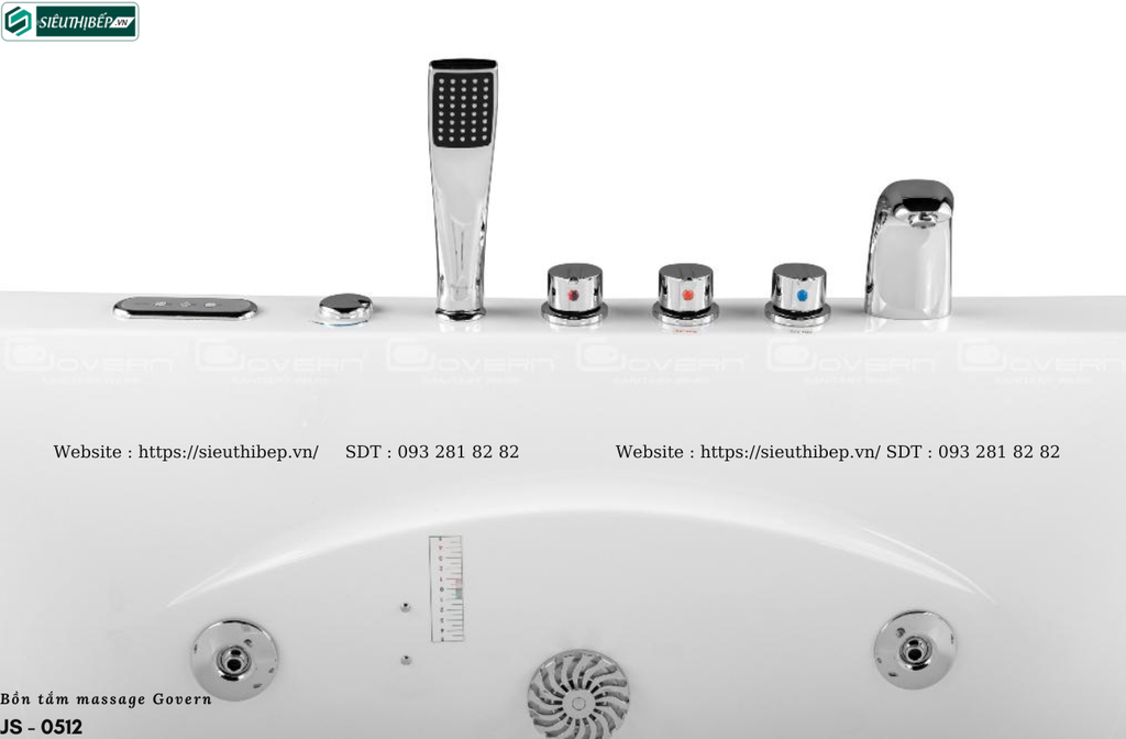 Bồn tắm massage Govern JS - 0512 (Bồn tắm massage, sục khí, đèn đổi màu)